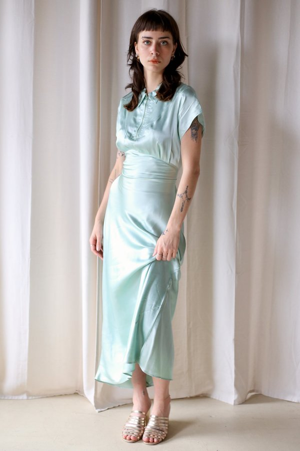 1940's Bias Silk Gown - Seafoam | Garmentory