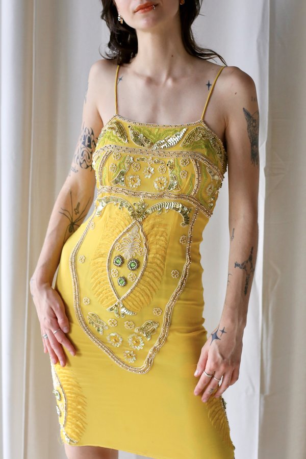 Silk Beaded Dress Canary Garmentory