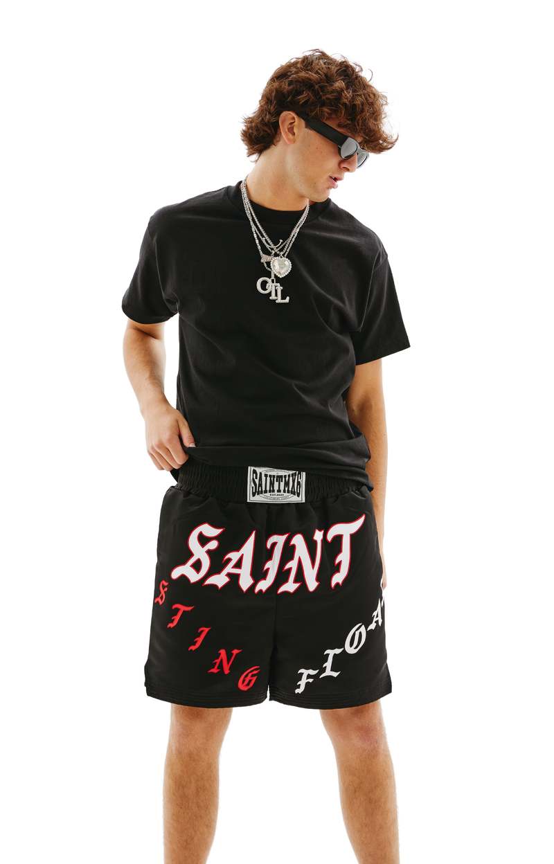 Saint Michael Embroidered Boxing Shorts - Black | Garmentory
