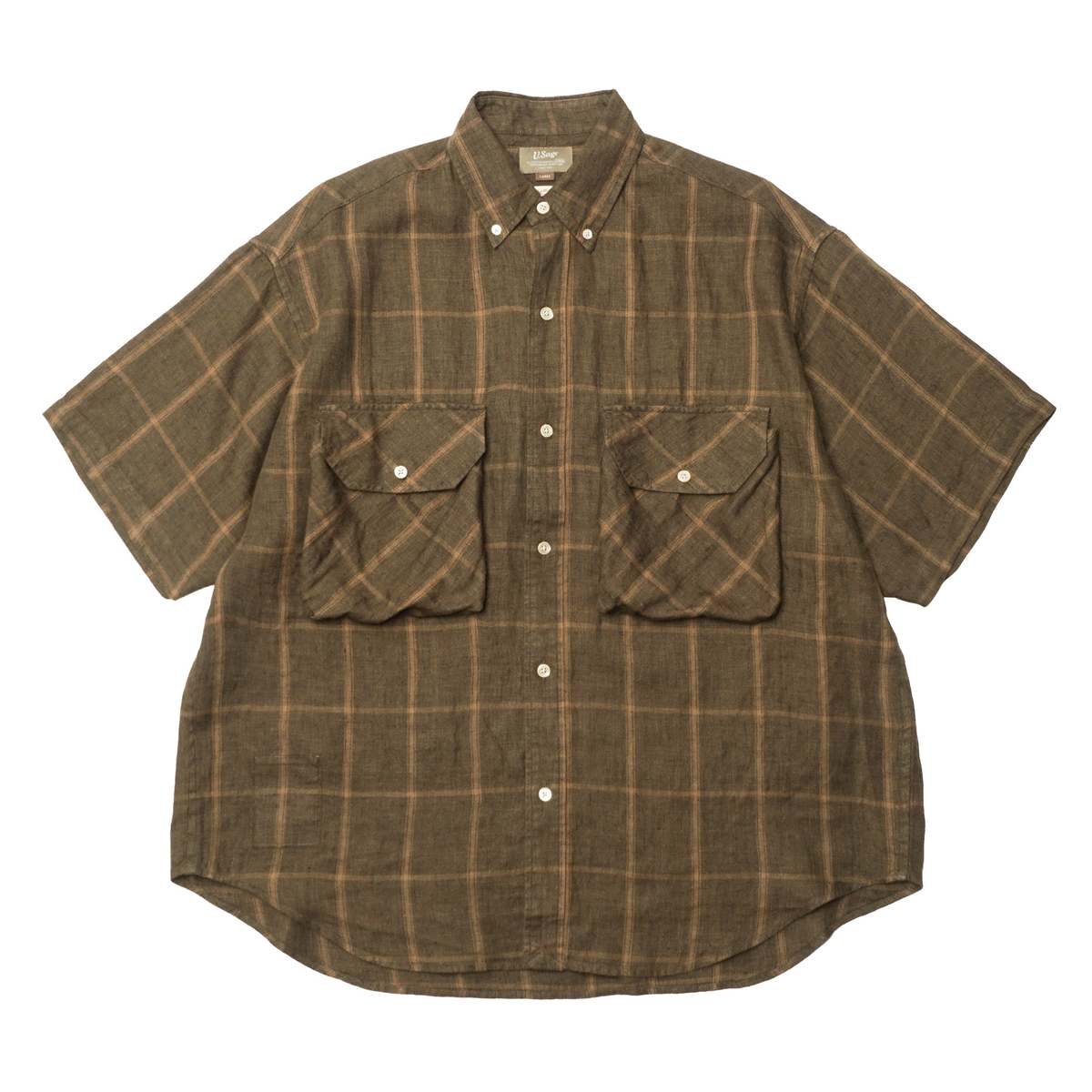 U.SAGE Linen Bd Work Shirt - Brown - Image 1 of 4