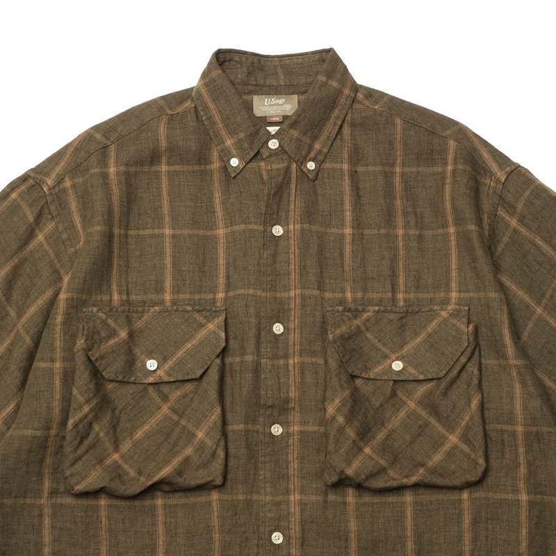 U.SAGE Linen Bd Work Shirt - Brown