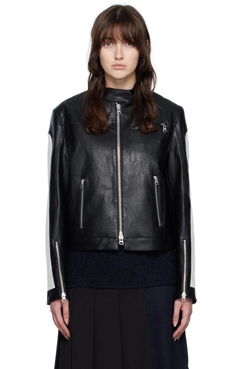 TheOpen Product☆22FW PANELLED BIKER JACKET Women's Classic Biker TheOpen Product Leather Jacket