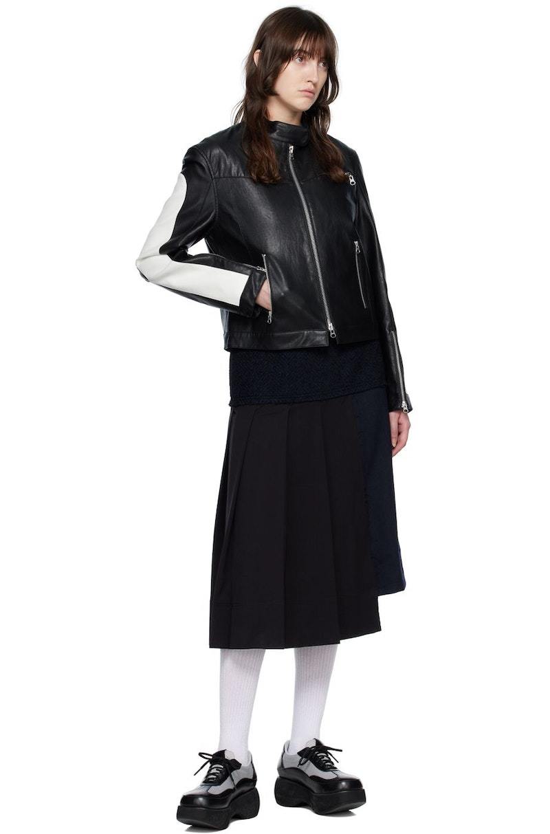 TheOpen Product☆22FW PANELLED BIKER JACKET Theopen Product Biker Faux-Leather Jacket - Black | Garmentory