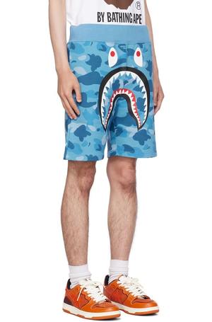 BAPE Honeycomb Camo Shark Shorts Blue Garmentory