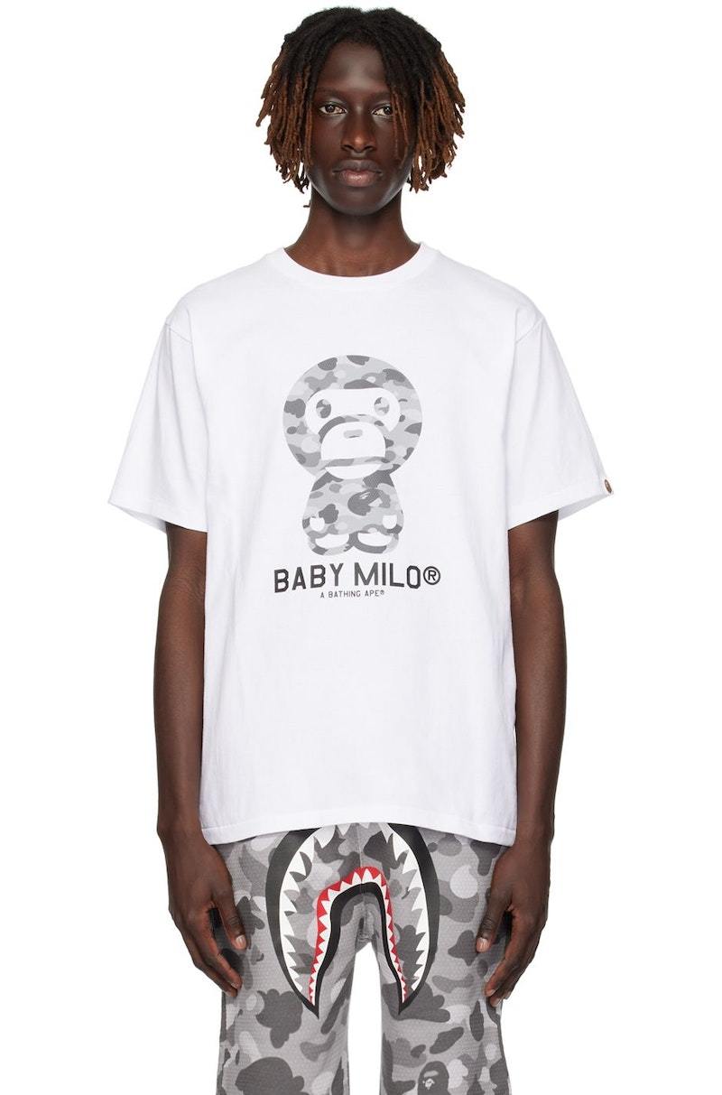 Bape Honeycomb Camo Baby Milo T-Shirt - White/Gray | Garmentory