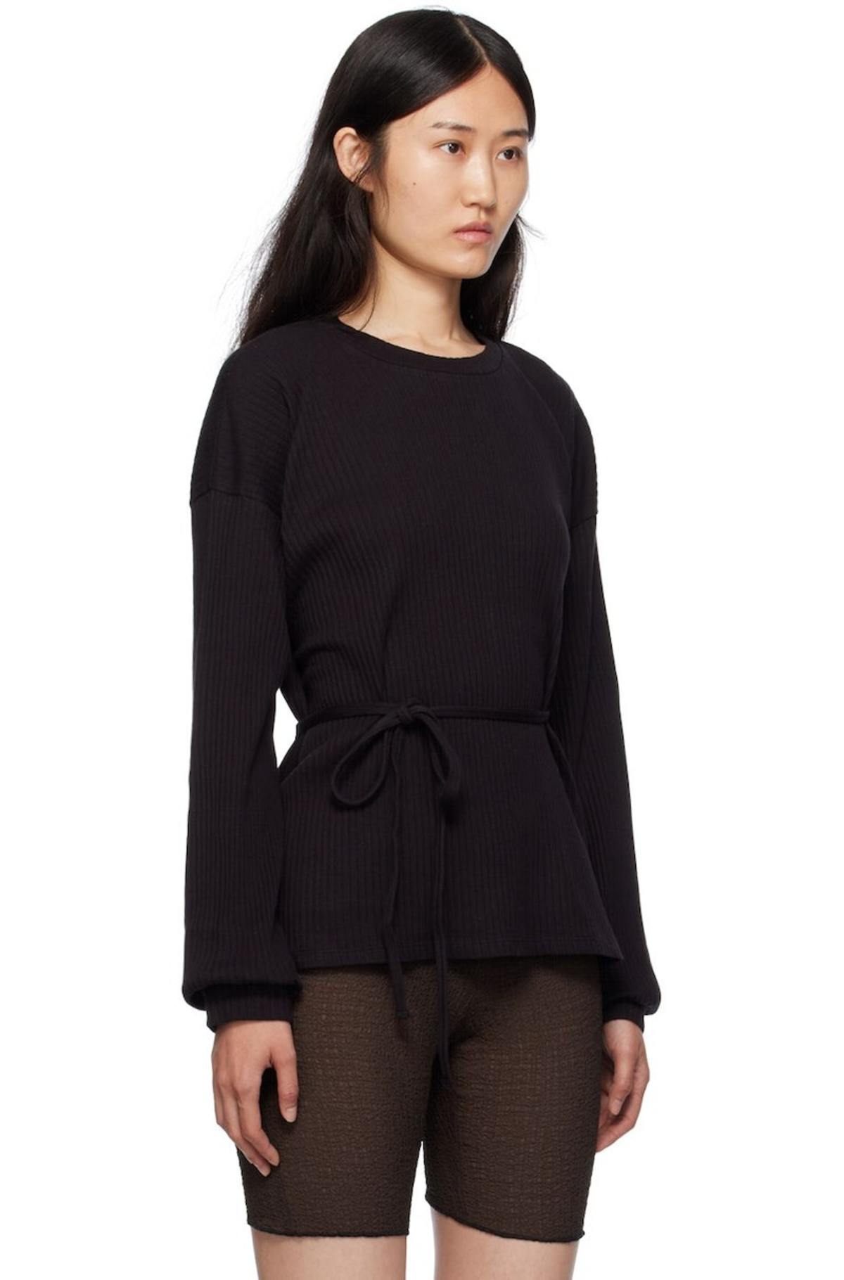 カットソー(長袖/七分) BASERANGE Shaw Long Sleeve Baserange Shaw Long Sleeve T-Shirt - Black | Garmentory