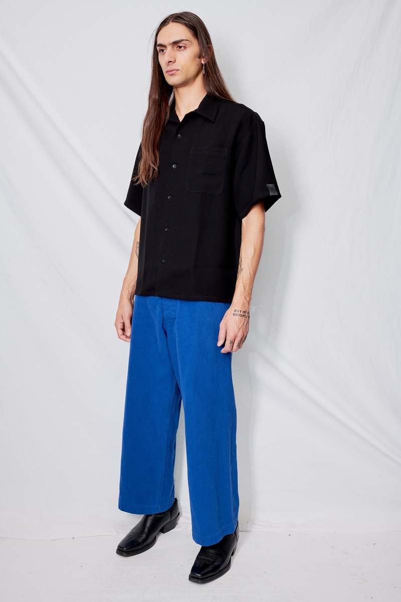 n-hoolywood Half Sleeve Big Shirt - Black | Garmentory