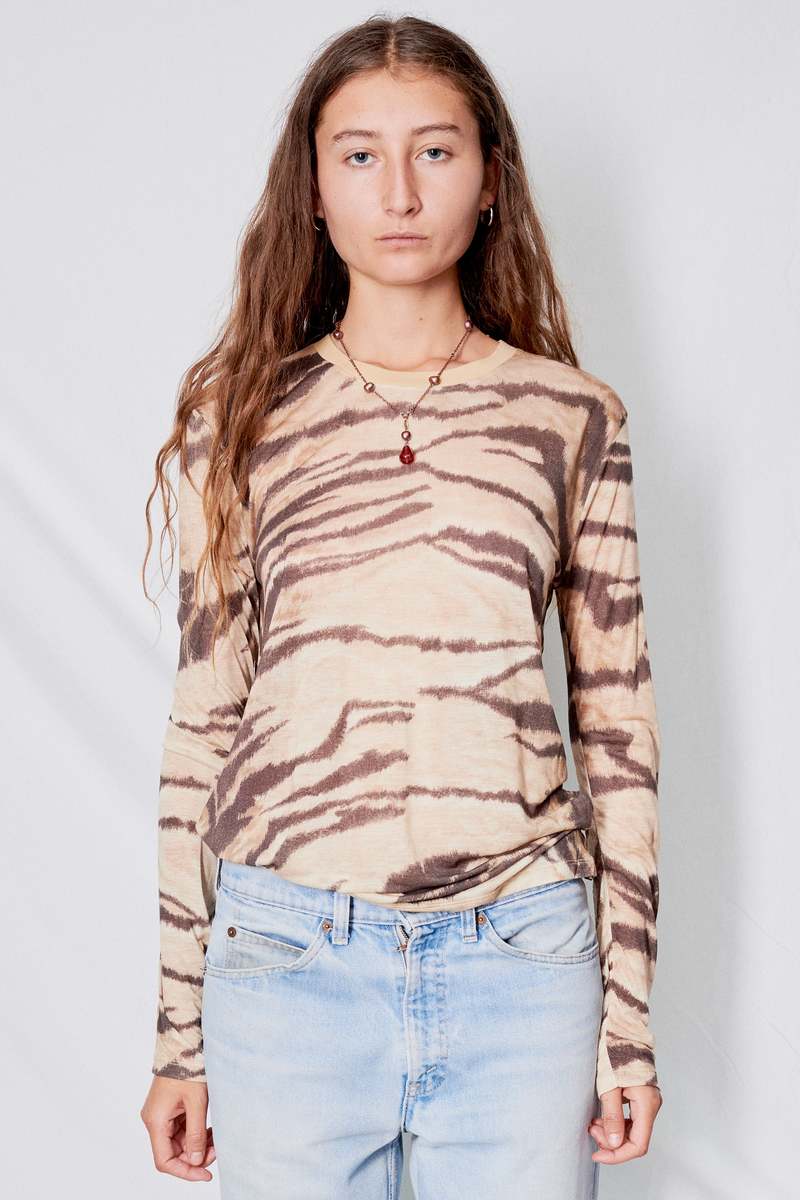 Baserange Long Sleeve Tee - Tiger Print | Garmentory