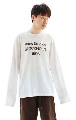 Acne Studios Stockholm Logo Long Sleeve T-shirt - White | Garmentory