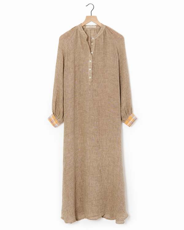 knee length dresses for ladies Linen Farmers Market Dress One Size / Mushroom
