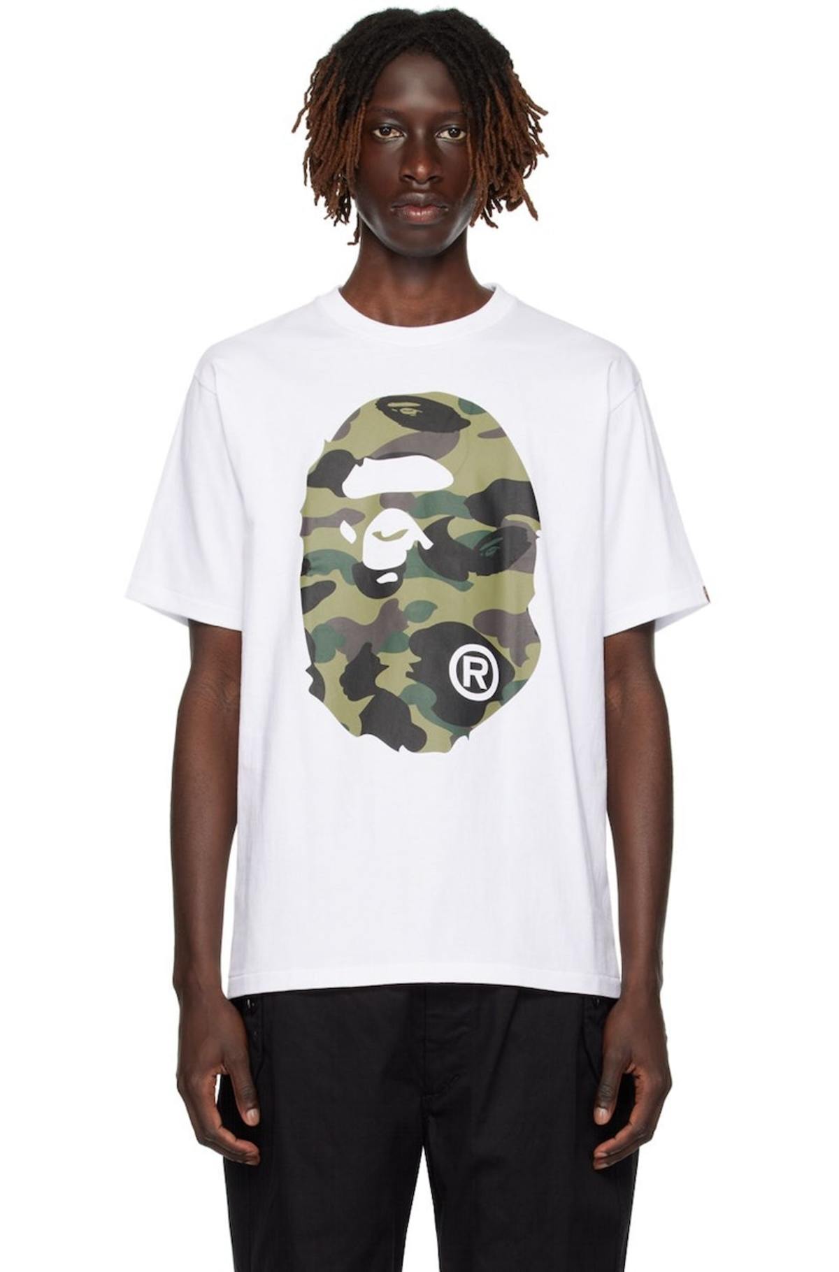 BAPE 1st Camo Big Ape Head T-Shirt - White/Green | Garmentory, image size:1200x1820
