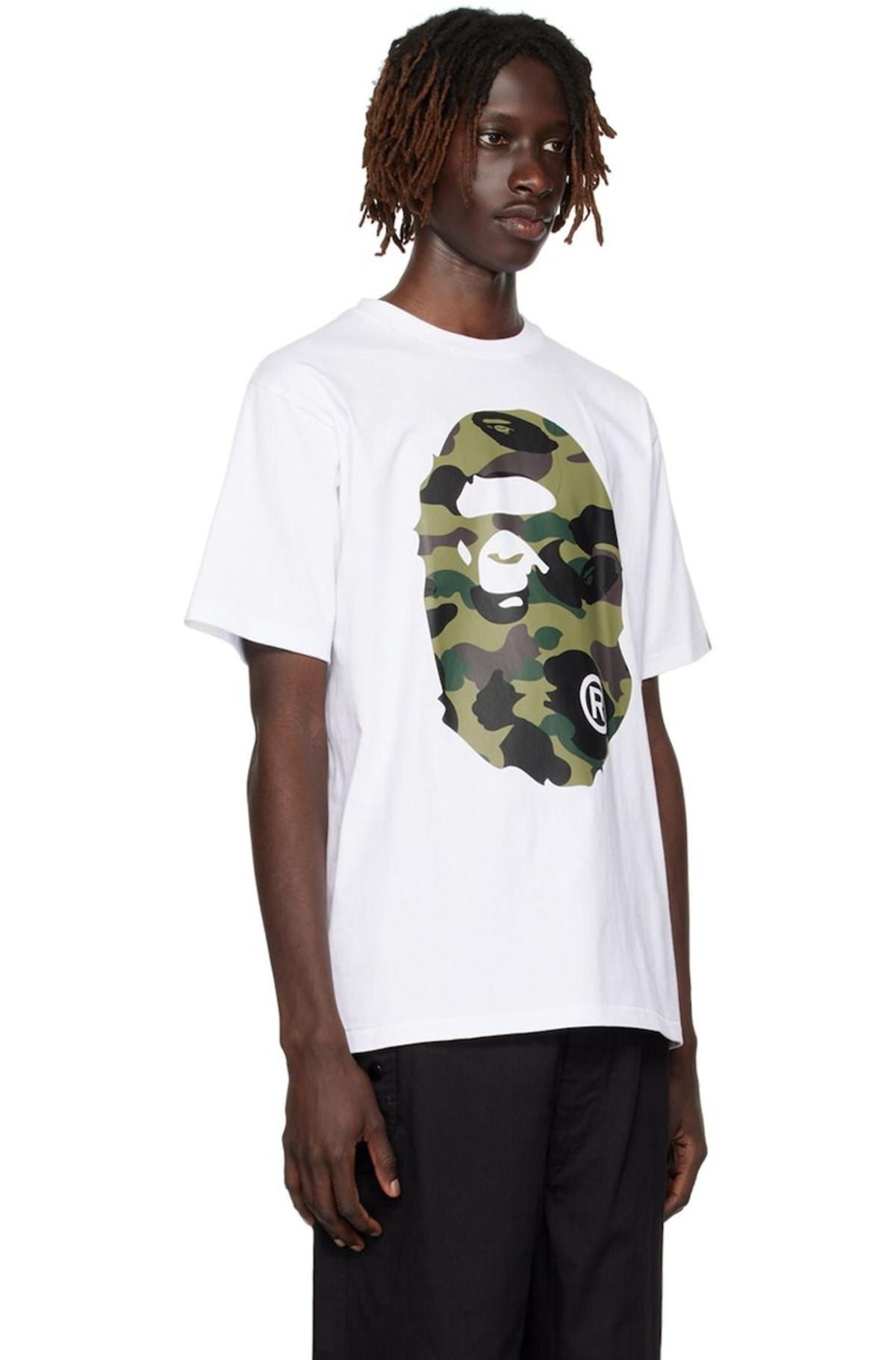 BAPE 1st Camo Big Ape Head T-Shirt - White/Green | Garmentory