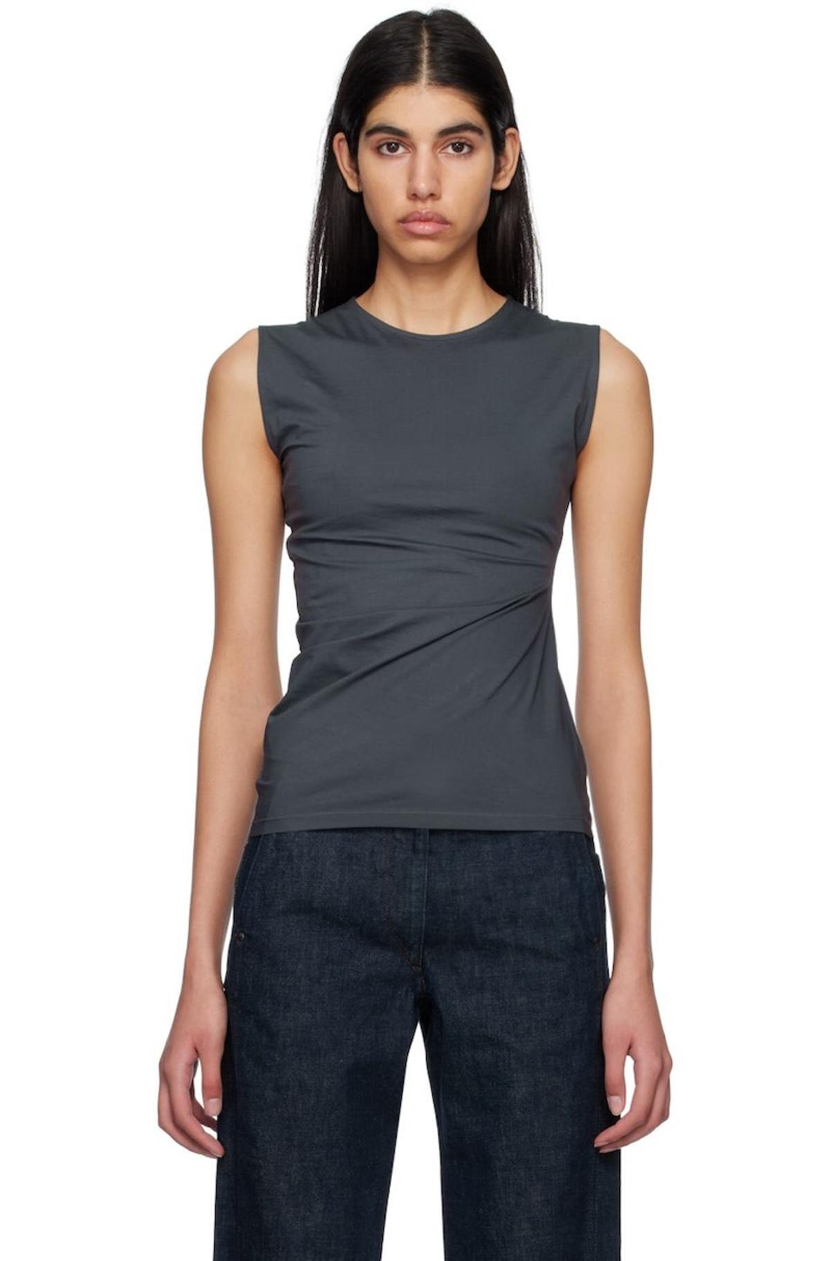 Lemaire Gray Twisted Second Skin Tank Top - Zinc | Garmentory