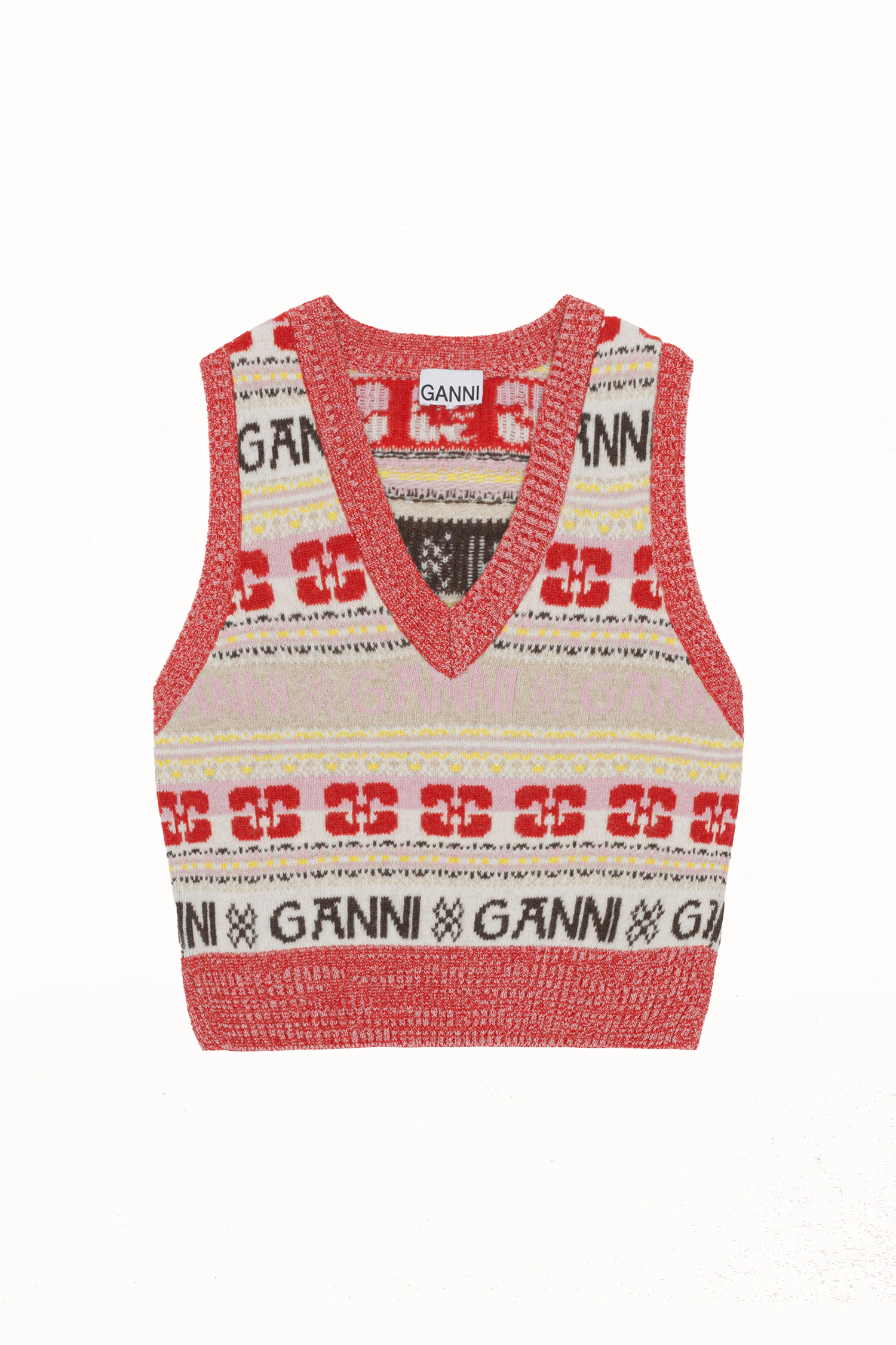 Ganni Logo Wool Mix Vest - Multi | Garmentory