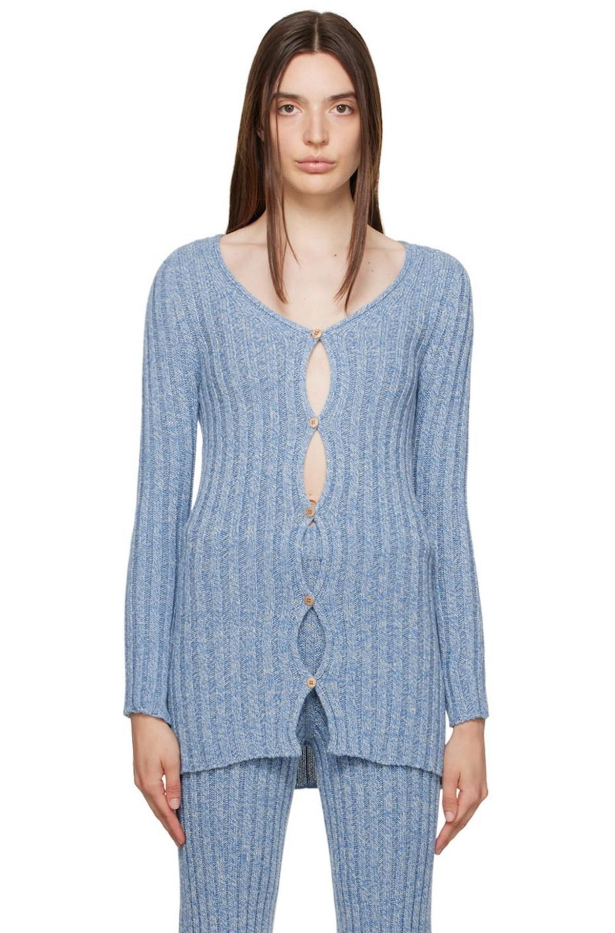 Baserange Loulou Cardigan - Blue Melange | Garmentory