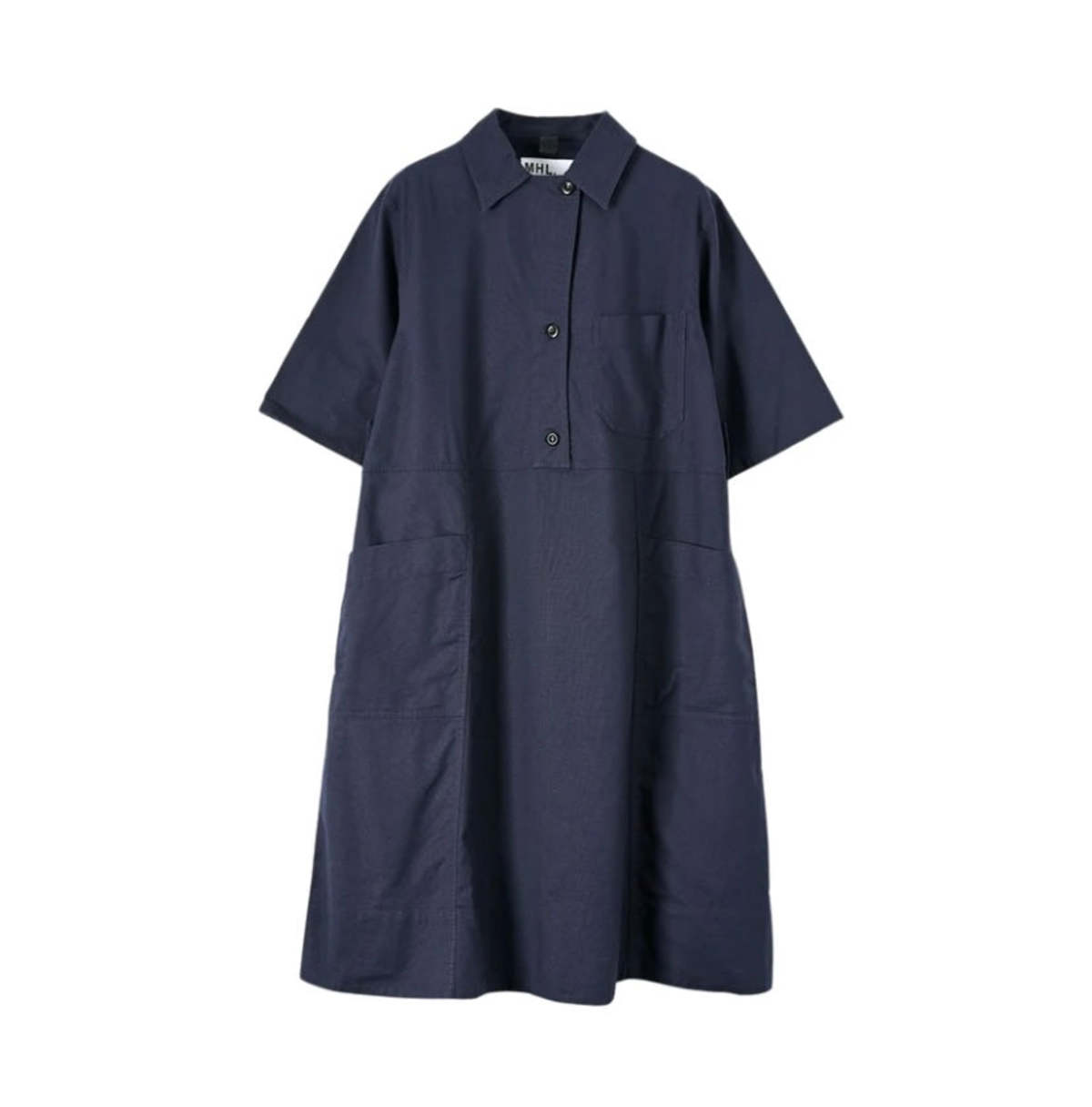 Margaret Howell MHL PULL ON FLARE SHIRT DRESS - BLUE