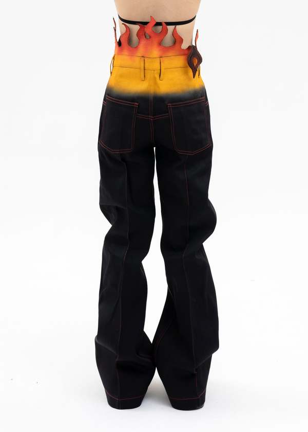 TENDER PERSON WAIST FLAME PANTS - BLACK | Garmentory