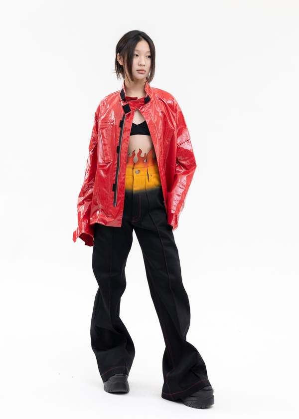 TENDER PERSON WAIST FLAME PANTS - BLACK | Garmentory