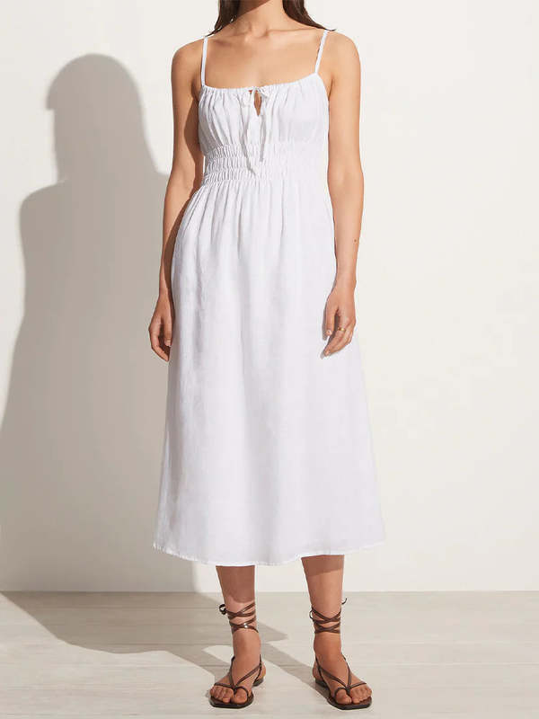 Faithfull the Brand Moneta Midi Dress - White | Garmentory