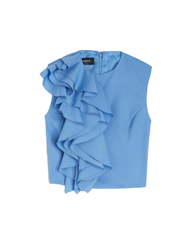 Rochas Ruffled Sleeveless Top on Garmentory