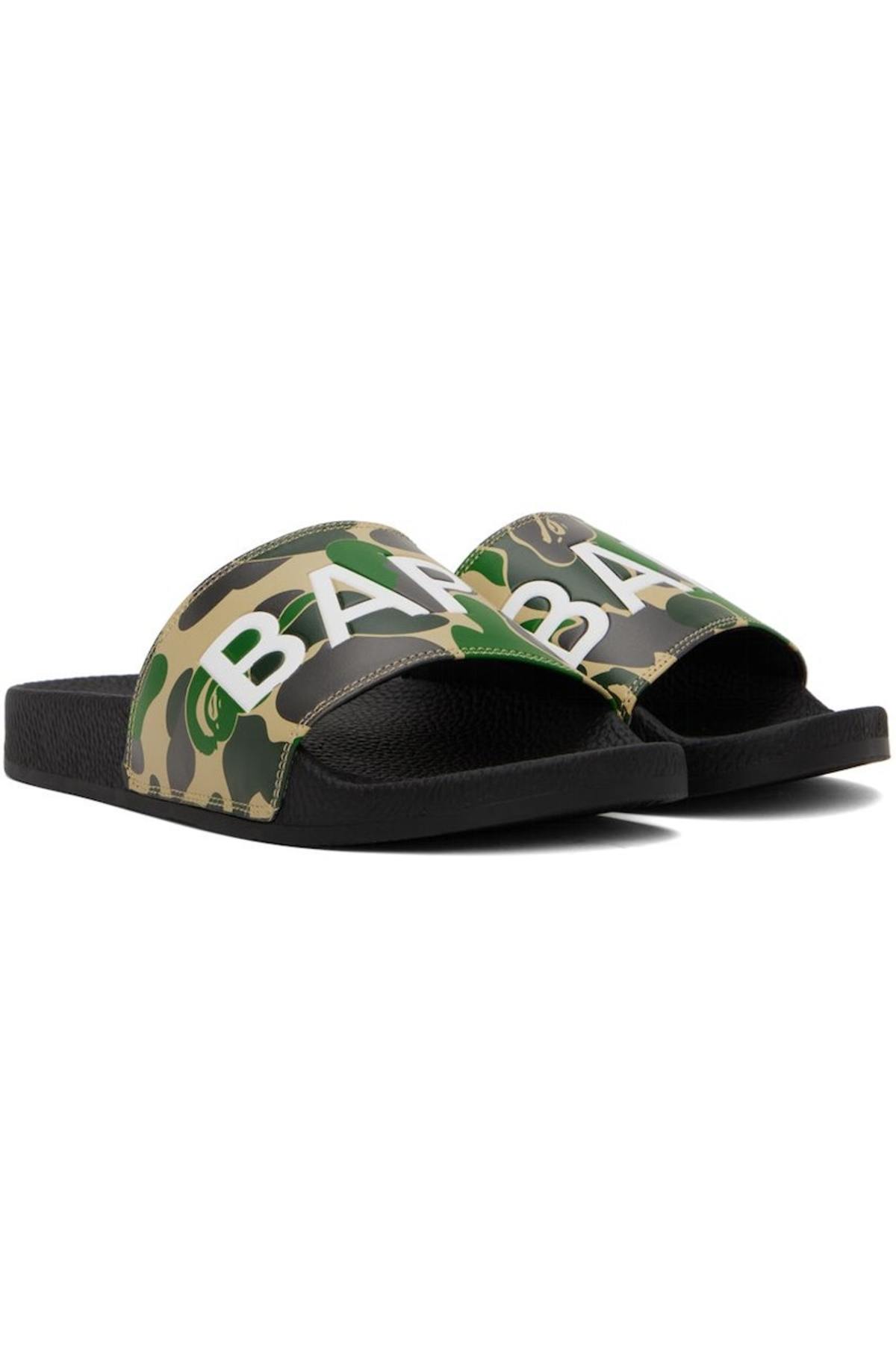 BAPE ABC Camo Slides - Green/Black | Garmentory