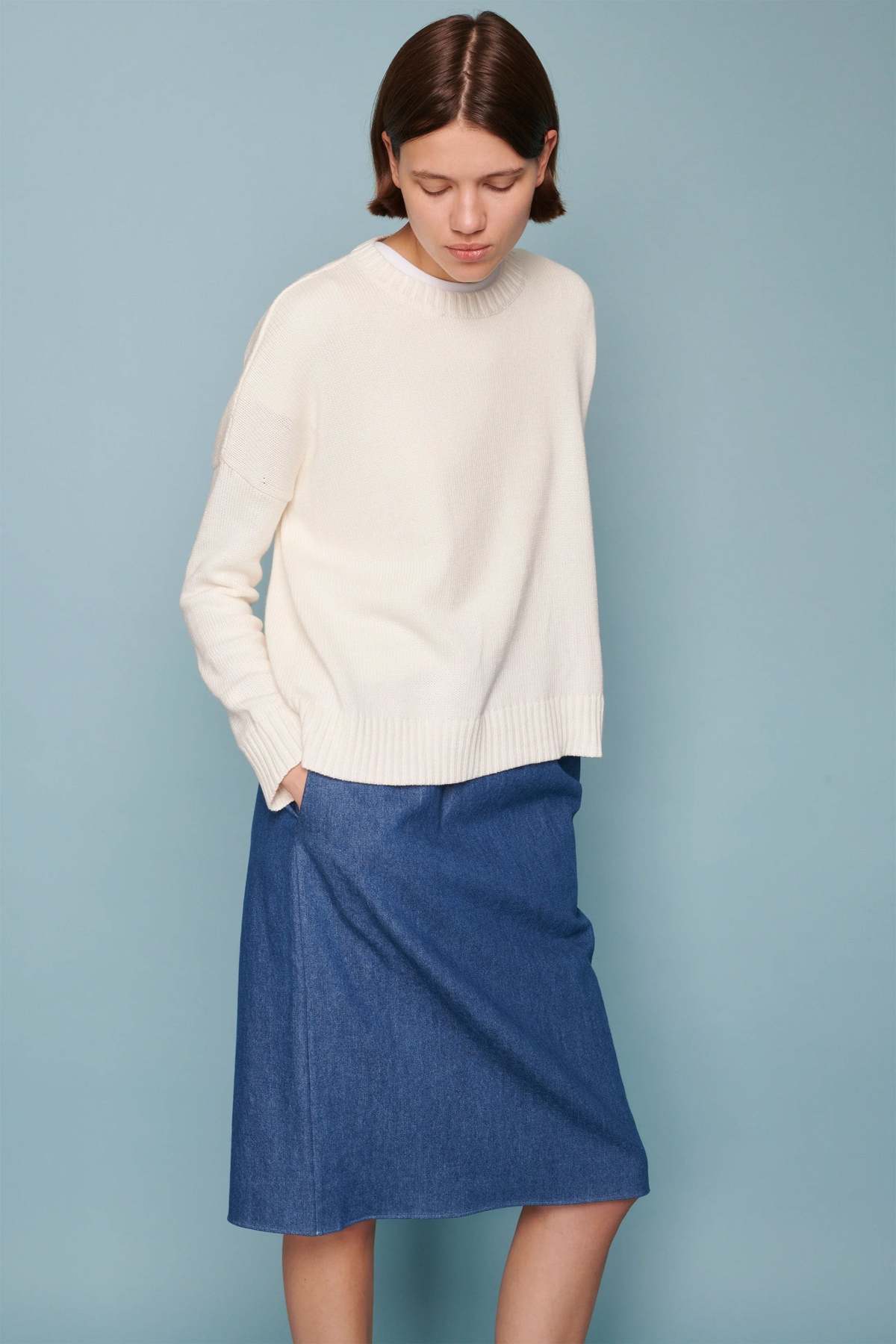 Organic by John Patrick Wide Cotton Pullover - Crme - Image 2 of 5