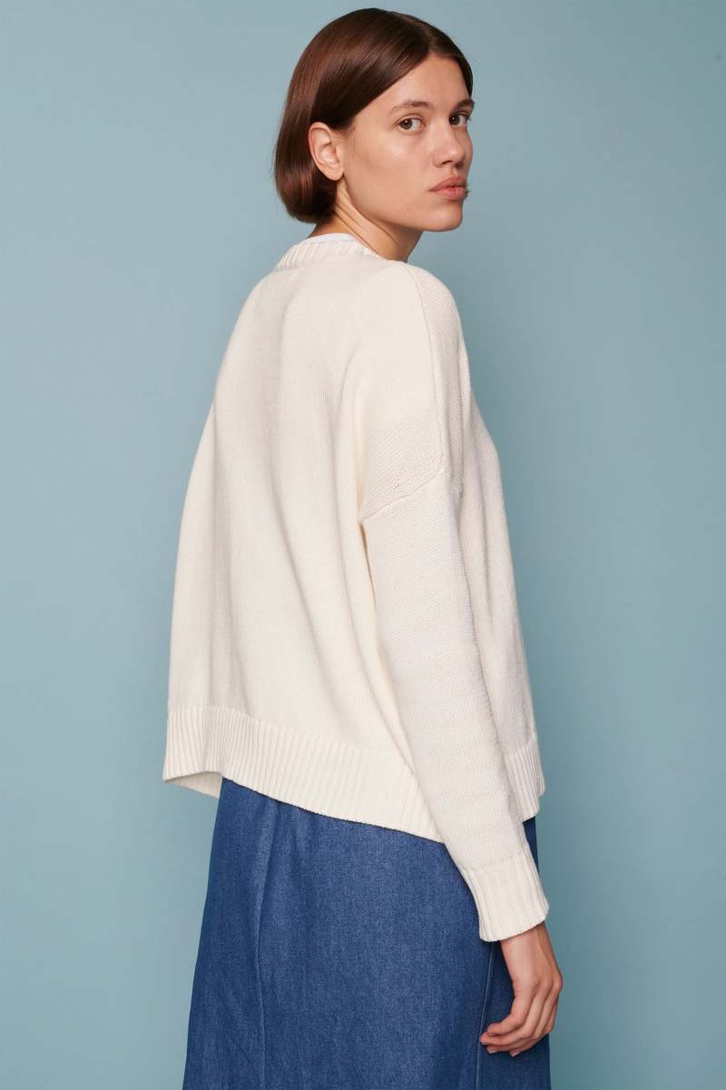 Organic by John Patrick Wide Cotton Pullover - Crme