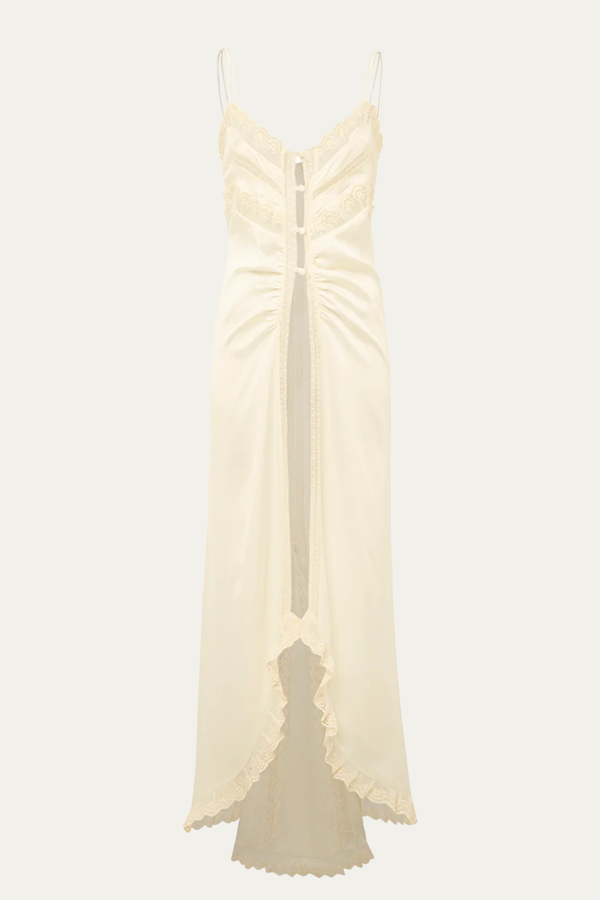 chinese dress ladies Keila Lace Trim Maxi Dress Cream / Black