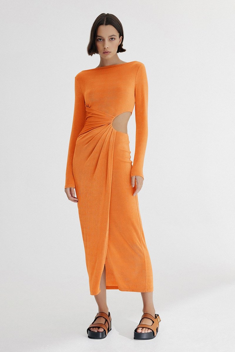 knee length dresses for ladies Ivy Linen Midi Dress-French Navy, Rope Trellis main image 0