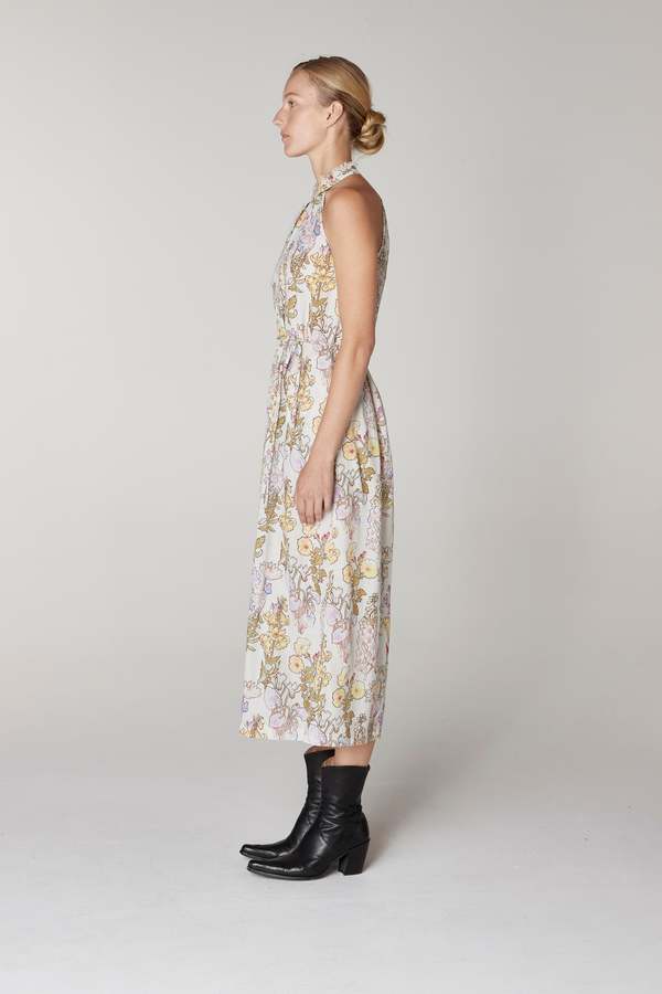 raquel floral midi dress Raquel Allegra Greta Midi Dress - Blue Floral