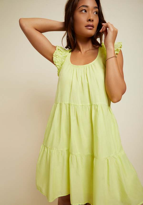 Nation Ltd Luella Tiered Mini dress - Tennis Ball | Garmentory