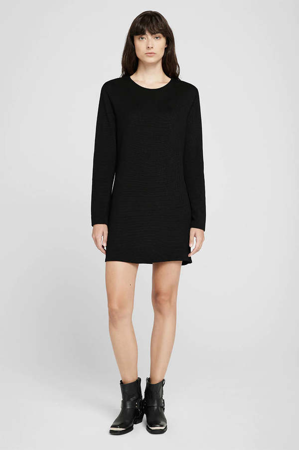 Anine Bing Moss Dress - Black Waffle | Garmentory