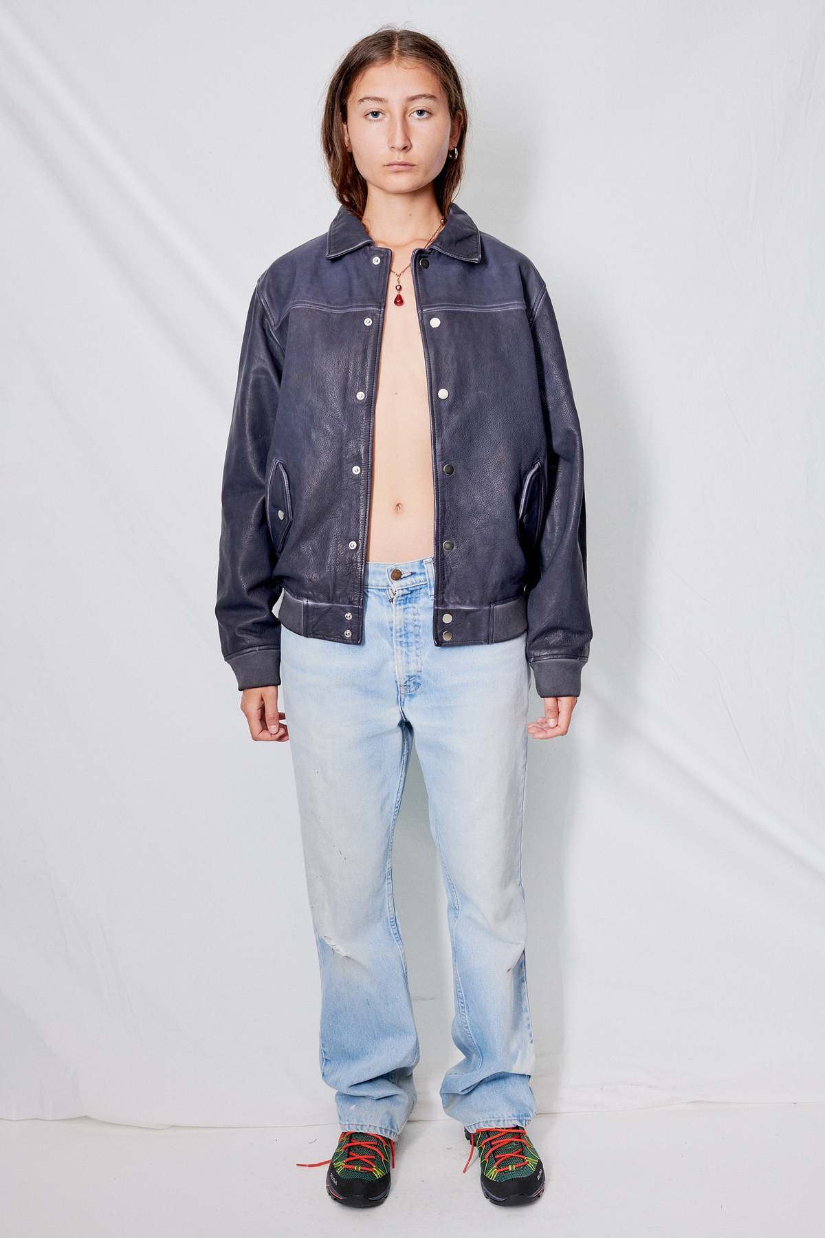 DEADWOOD Leather Coach Jacket - Midnight Blue - Image 2 of 8