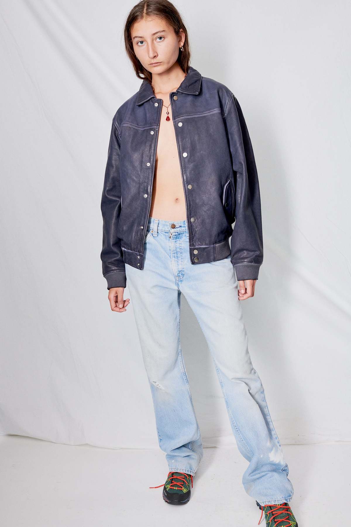 DEADWOOD Leather Coach Jacket - Midnight Blue - Image 6 of 8