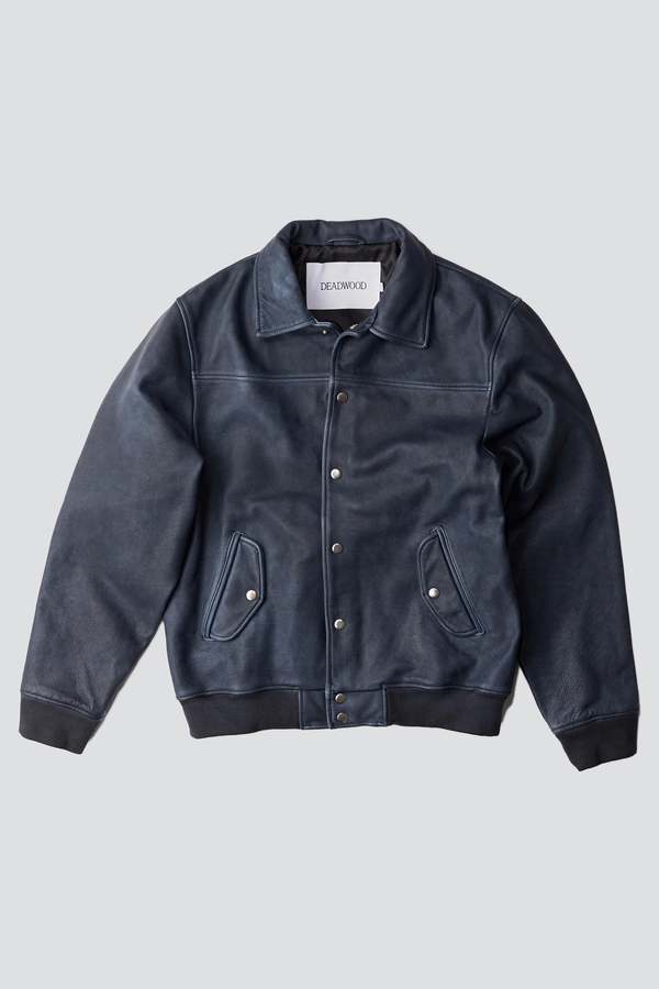 DEADWOOD Leather Coach Jacket - Midnight Blue