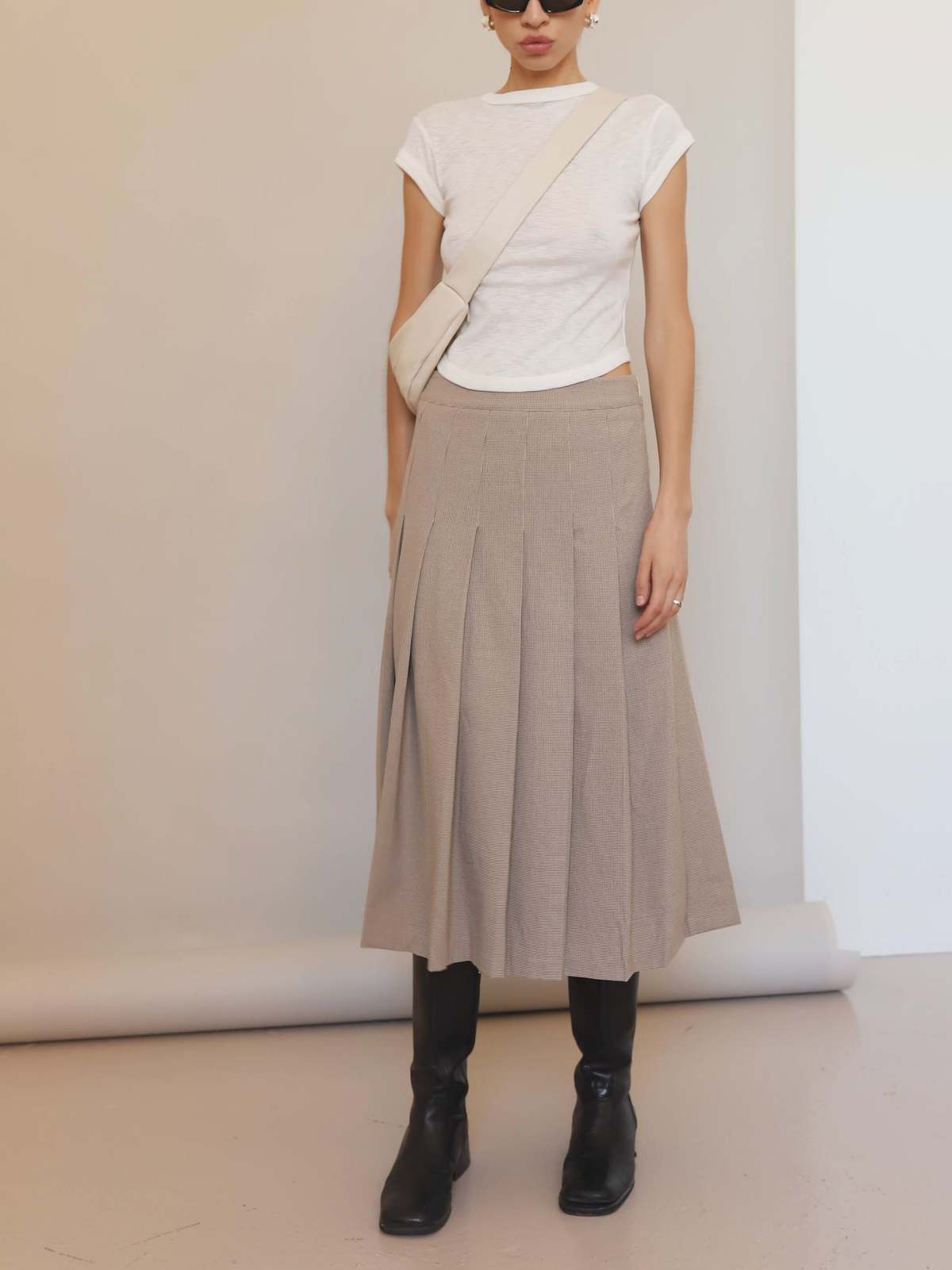 Mod Ref Micro Plaid Pleated Midi Skirt - Image 2 of 5