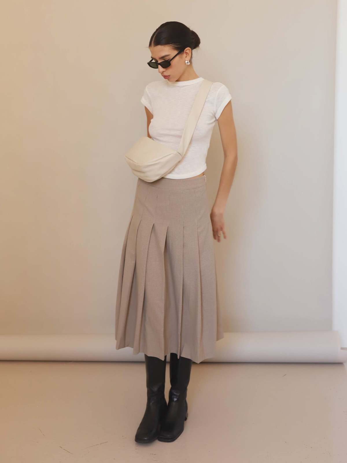 Mod Ref Micro Plaid Pleated Midi Skirt - Image 3 of 5