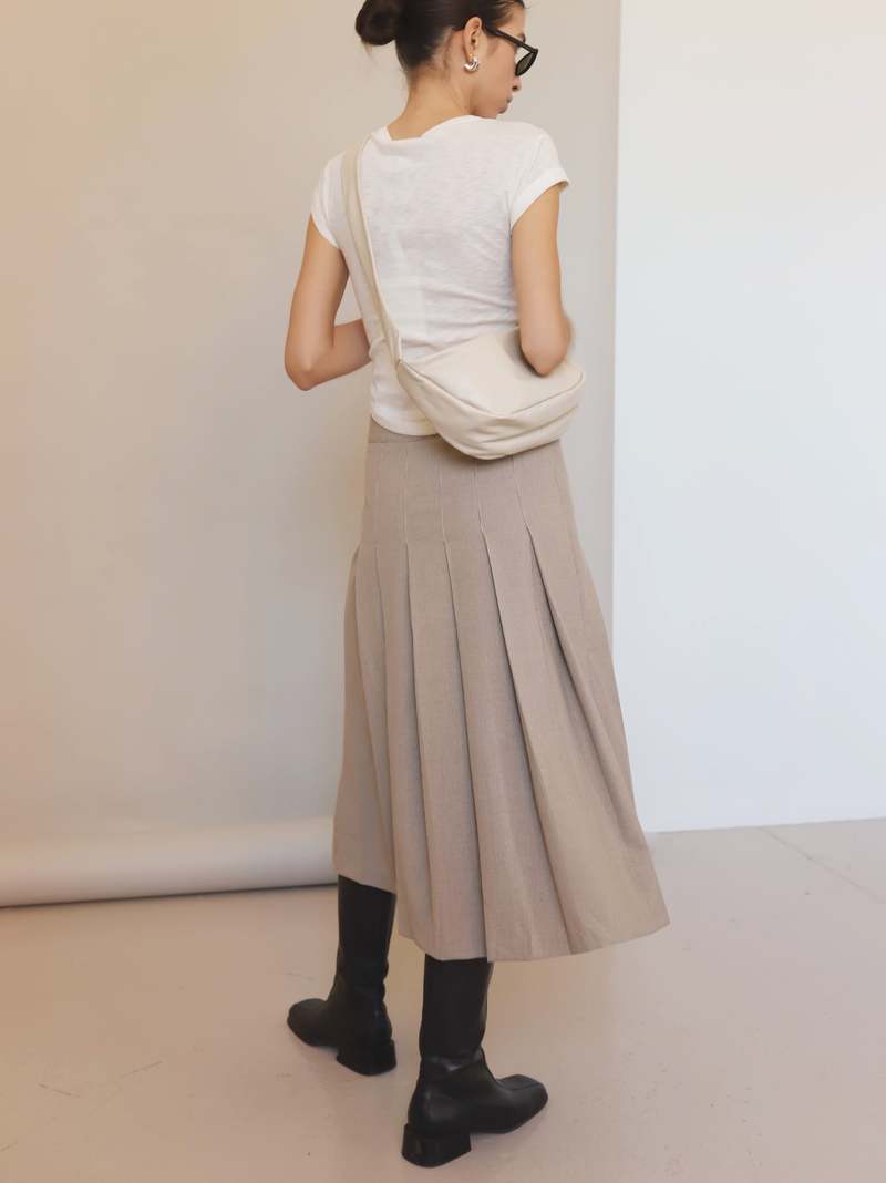 Mod Ref Micro Plaid Pleated Midi Skirt