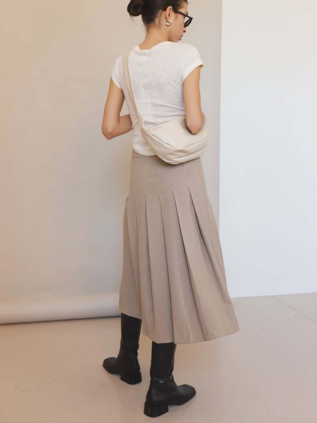 Mod Ref Micro Plaid Pleated Midi Skirt - Image 4 of 5