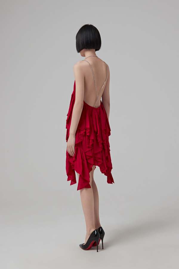 open lace back dress Alexandre Vauthier // One Shoulder Gathered Sequin Dress  VSP Consignment