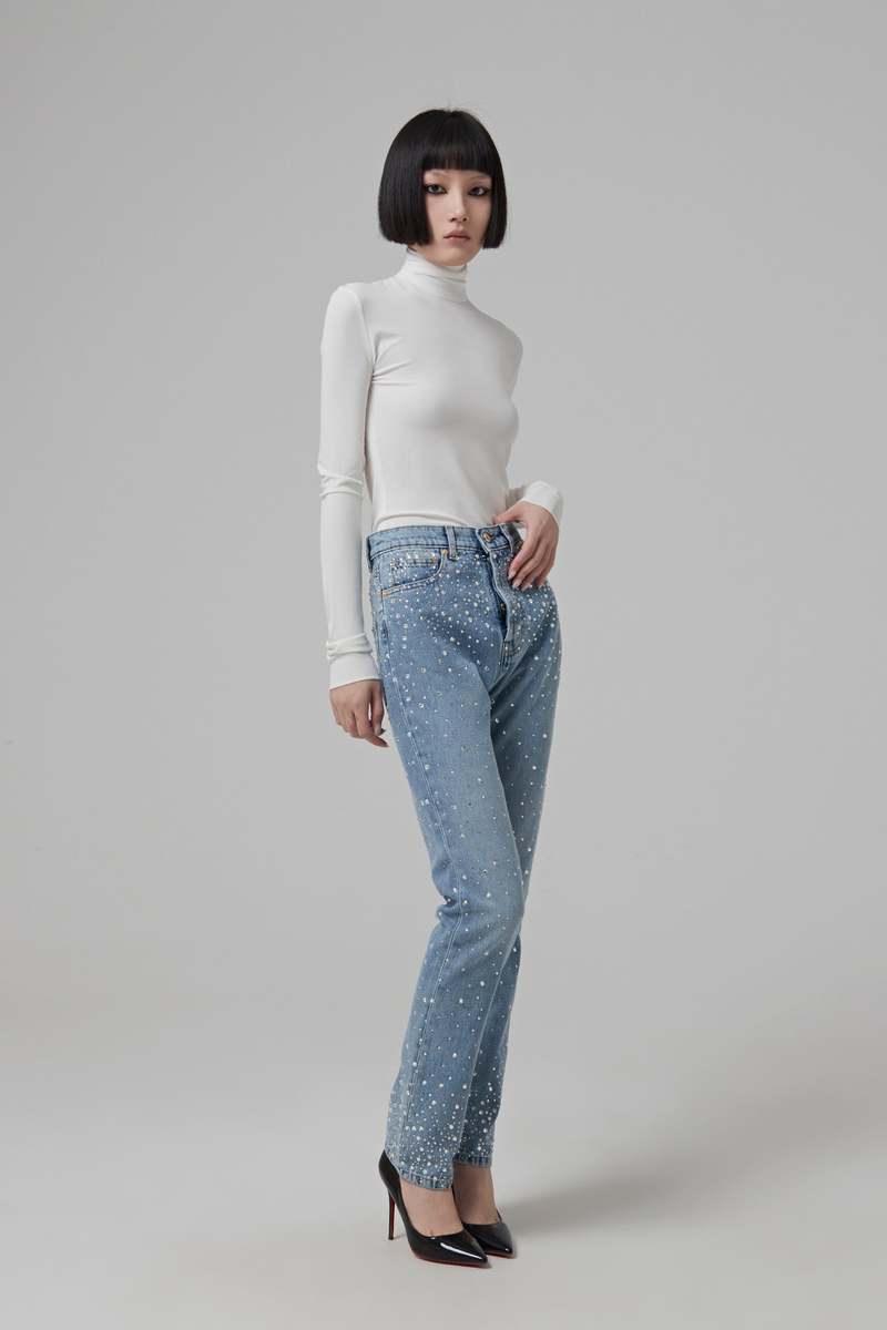 ALEXANDRE VAUTHIER Crystallized Denim Jeans - Indigo Wash