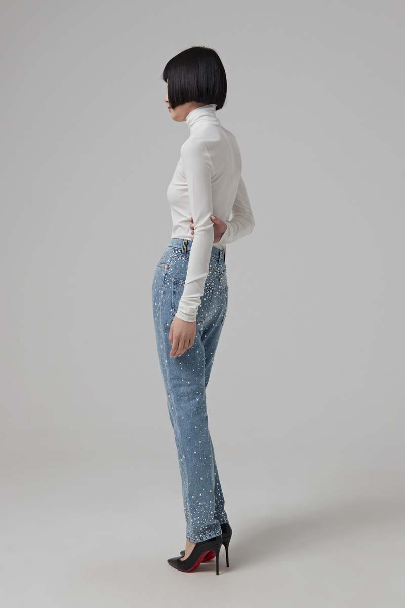 ALEXANDRE VAUTHIER Crystallized Denim Jeans - Indigo Wash