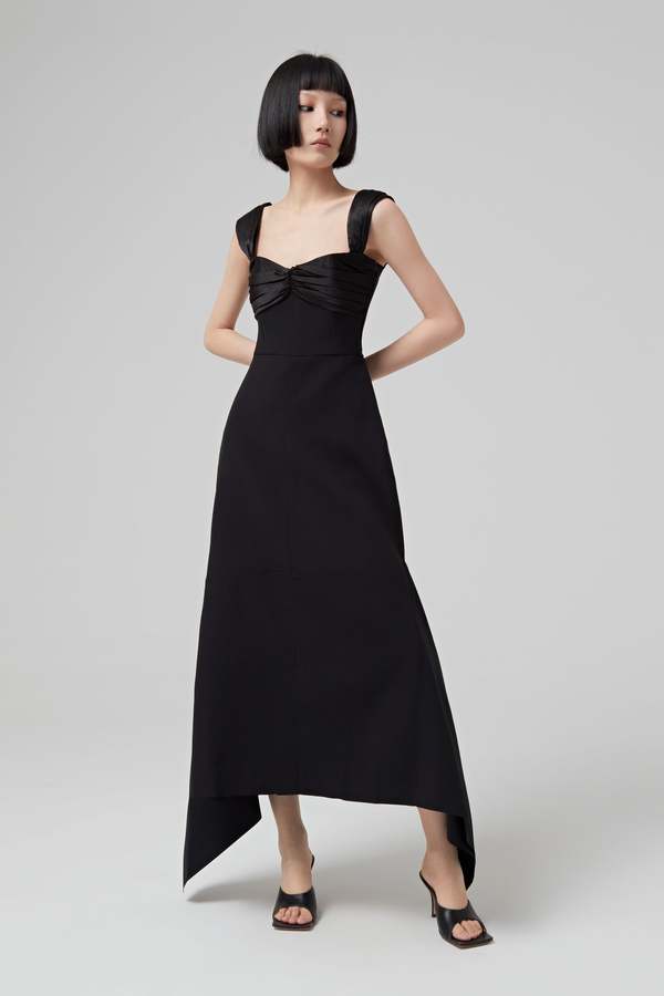 strapless formal dress midi Island Dreams Strapless Midi Dress Blue