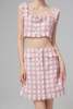 Oscar De La Renta Gingham Tweed Cropped Tank - Ivory/Pink - Thumbnail 1