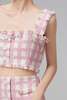 Oscar De La Renta Gingham Tweed Cropped Tank - Ivory/Pink - Thumbnail 6