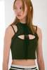 Monse Halter Neck Knit Top - Black/Olive - Thumbnail 3