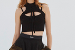 Monse Halter Neck Knit Top - Black/Olive - Thumbnail 10