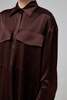 ALEX PERRY HART Silk Satin Oversized Shirt - Chocolate - Thumbnail 6