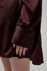 ALEX PERRY HART Silk Satin Oversized Shirt - Chocolate - Thumbnail 7