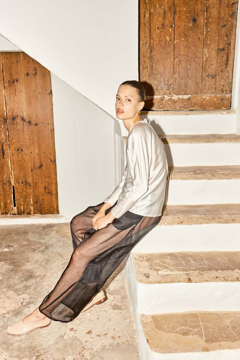 Datura Georgette Judo Pants - Night Black